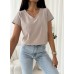 T-SHIRT V-NECK beż