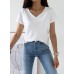 T-SHIRT V-NECK biały