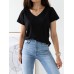 T-SHIRT V-NECK czarny