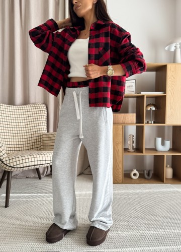 KOMPLET Adelyn czerwony-szary